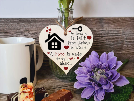 Handmade Wooden Hanging Heart Plaque Gift for New Home Perfect House Warming Present