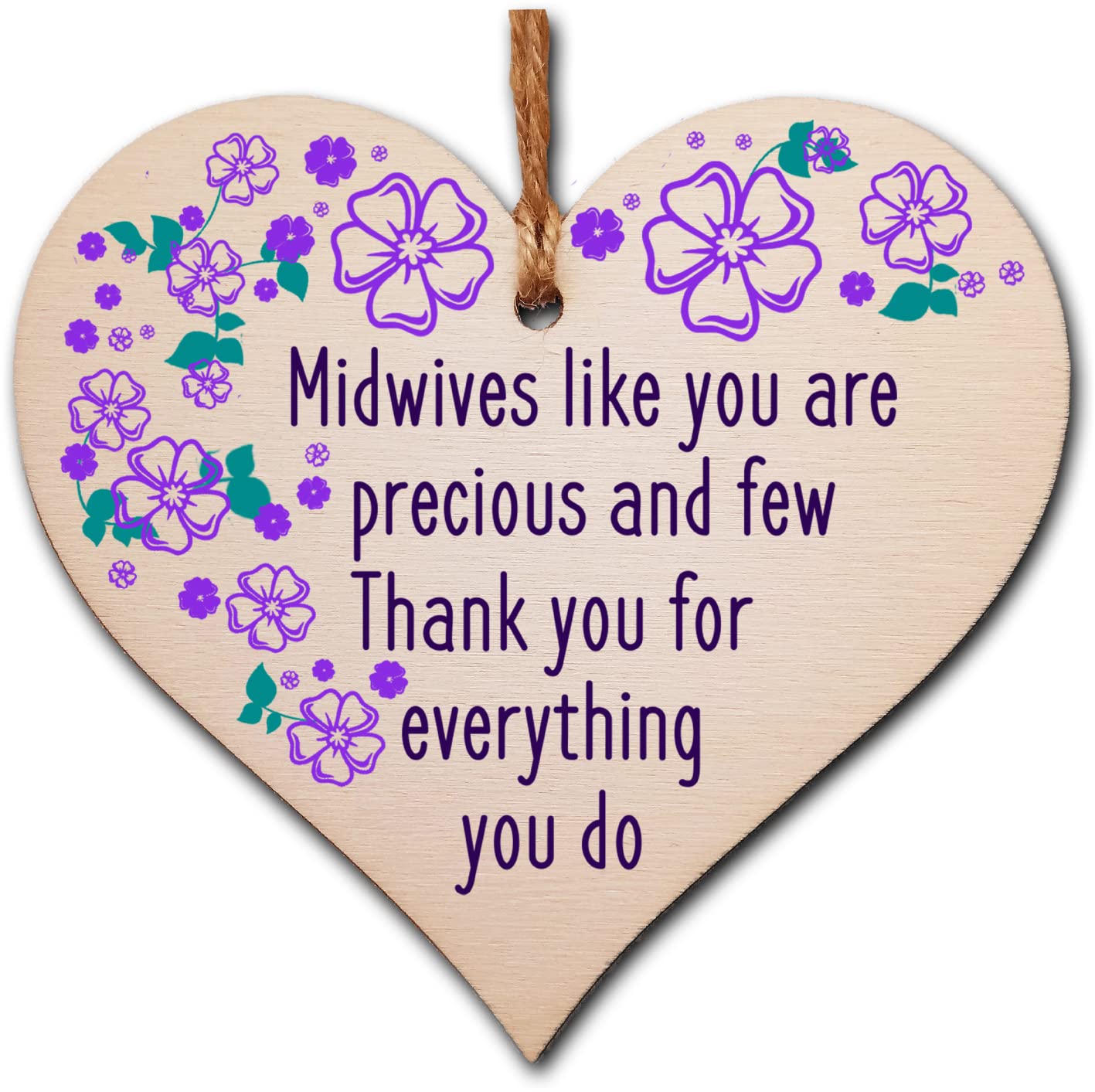 Handmade Wooden Hanging Heart Plaque Gift for a Great Midwife Loving Thoughtful Thank You Keepsake