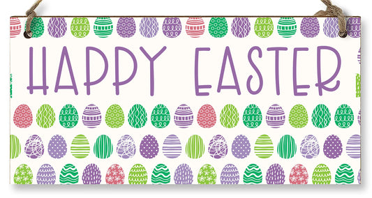 The Plum Penguin Handmade Wooden Hanging Wall Plaque Happy Easter Cute Fun Easter Sign Springtime Garden Kitchen Decoration