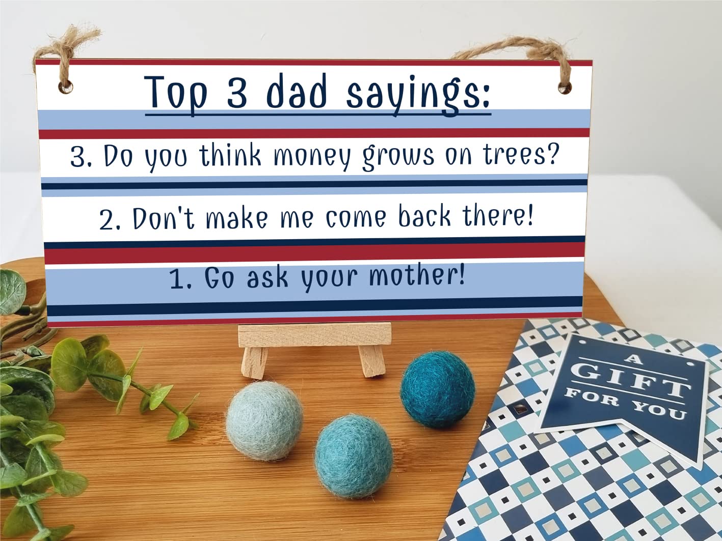 The Plum Penguin Handmade Wooden Hanging Wall Plaque Top 3 Dad Sayings Go Ask Your Mother Novelty Sign