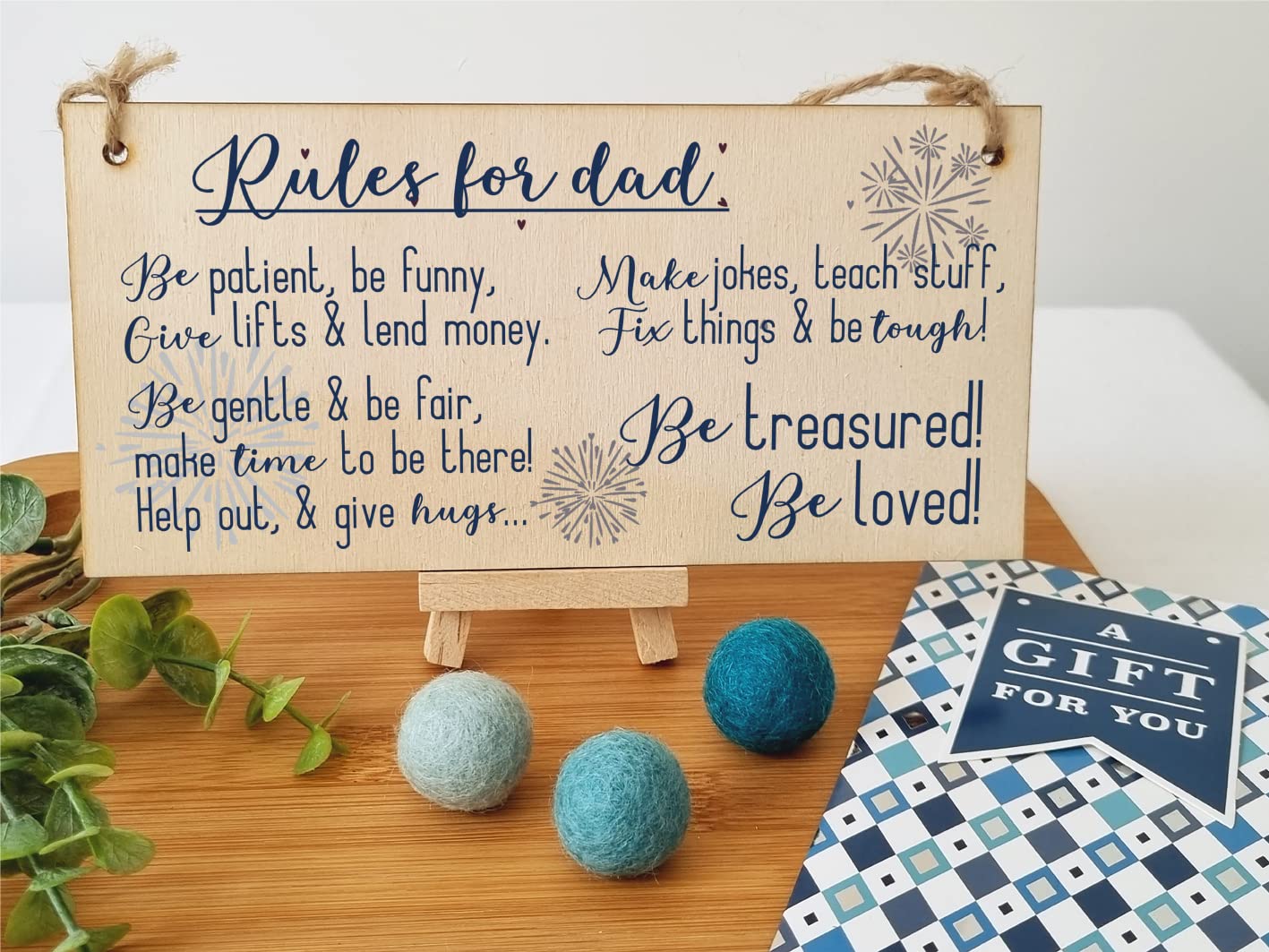 The Plum Penguin Handmade Wooden Hanging Wall Plaque Rules For Dads Be Patient Sentimental Funny Sign