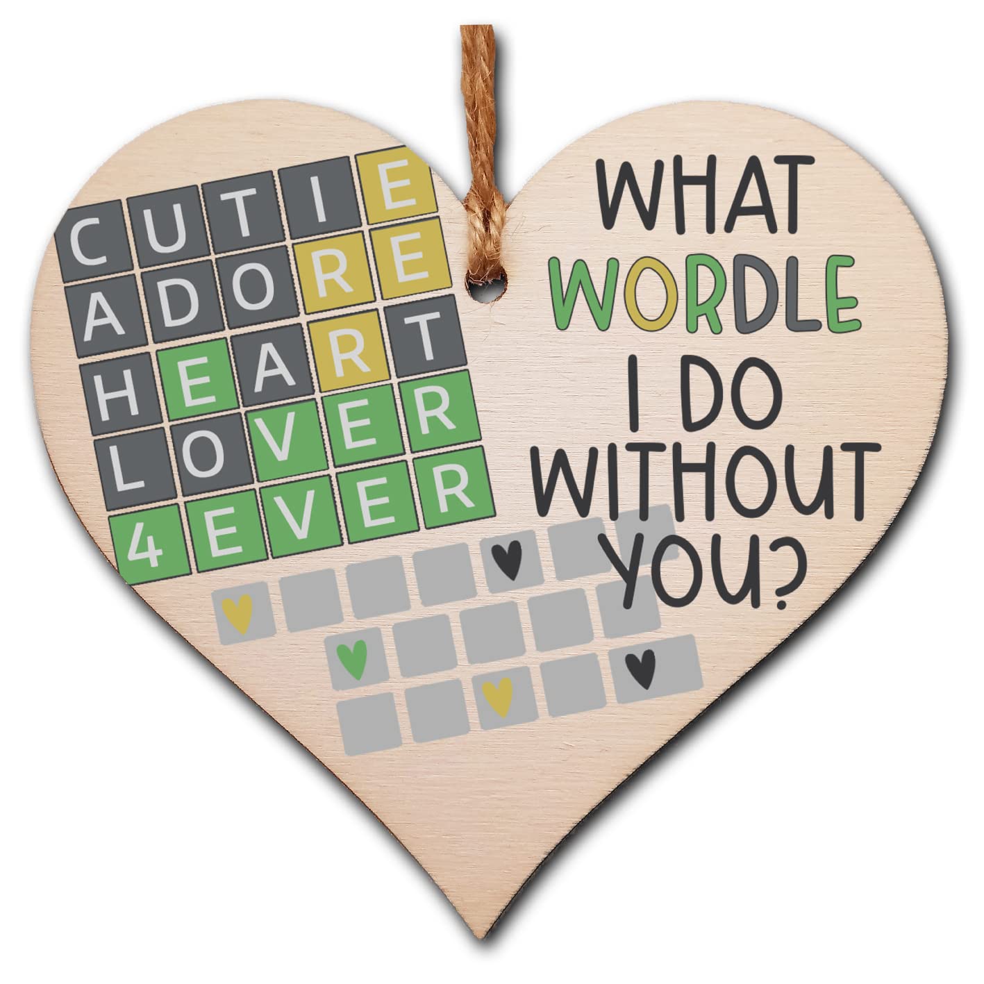 The Plum Penguin Handmade Wooden Hanging Heart Plaque Gift What Would I Do Without You Wordle Funny Cute Play on Words