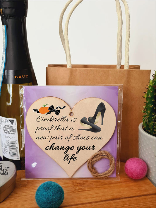 Handmade Wooden Hanging Heart Plaque Gift Perfect for Shoe Lovers