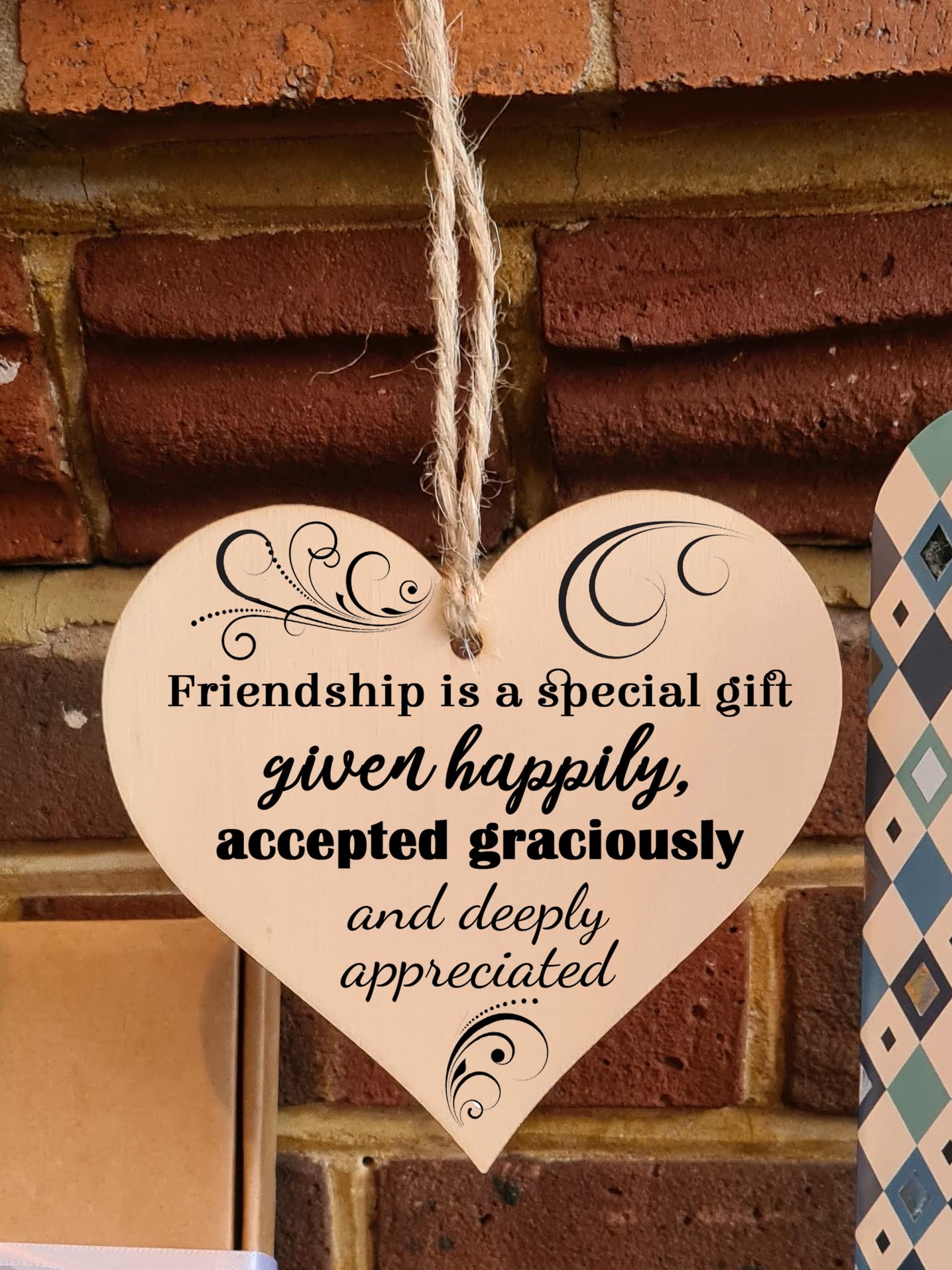Handmade Wooden Hanging Heart Plaque Gift Perfect for your Best Friend Friendship Keepsake