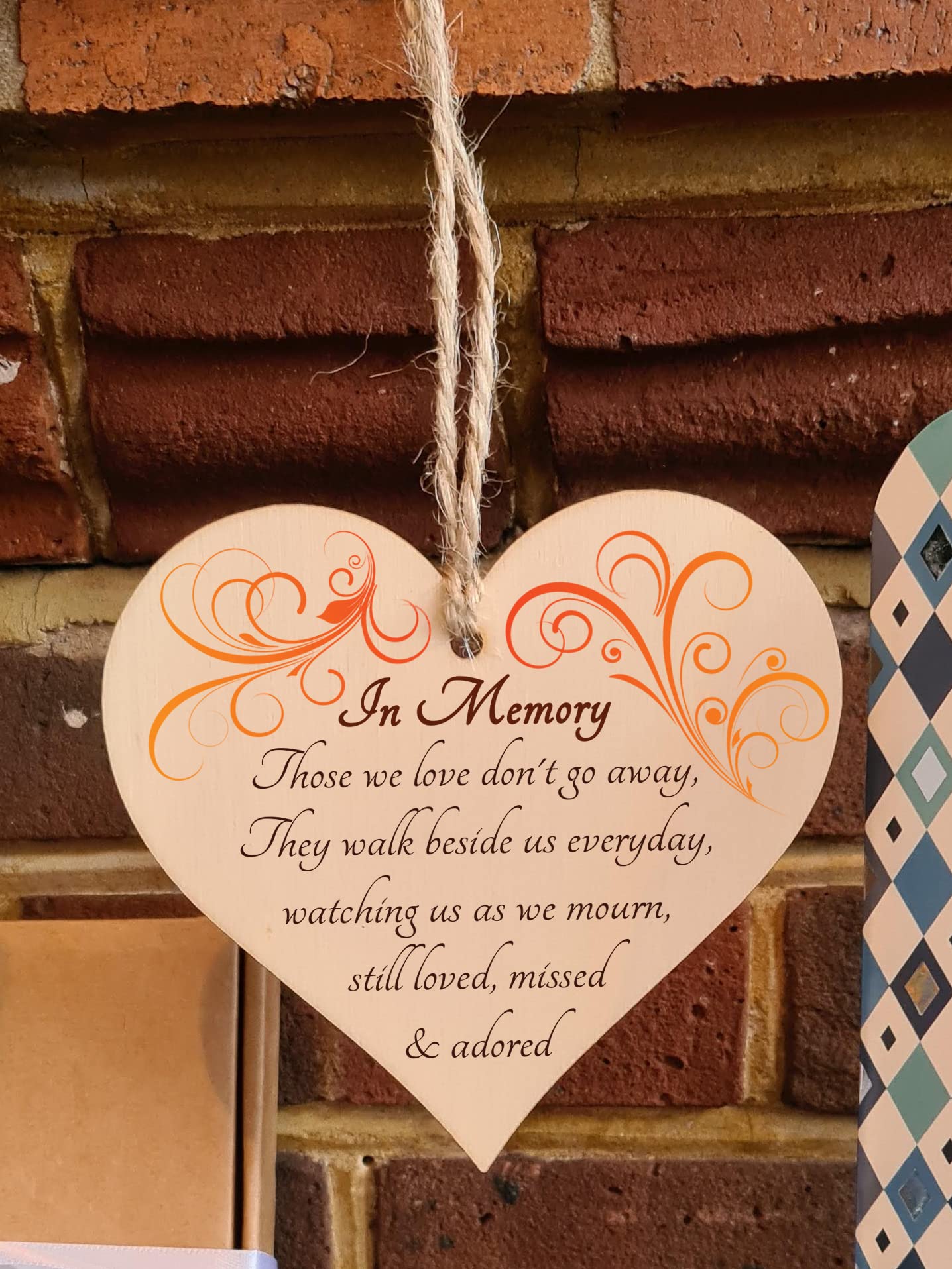 Handmade Wooden Hanging Heart Plaque Gift to Remember Lost Loved Ones