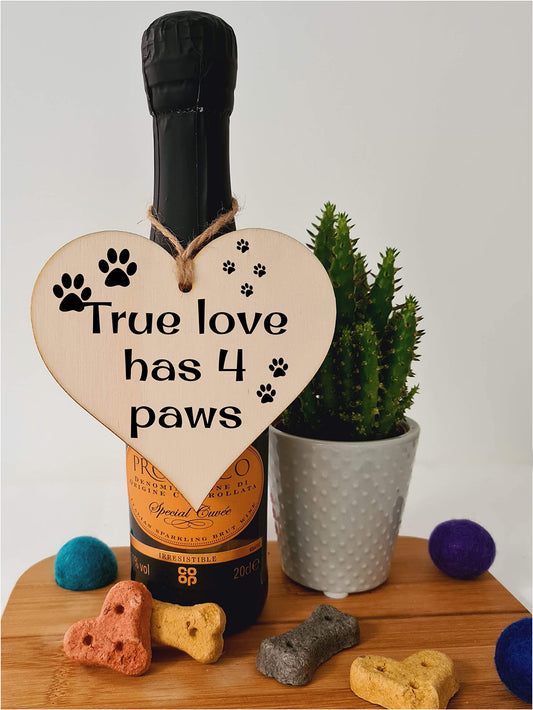 Handmade Wooden Hanging Heart Plaque Gift for Dog Lovers Novelty Funny Keepsake