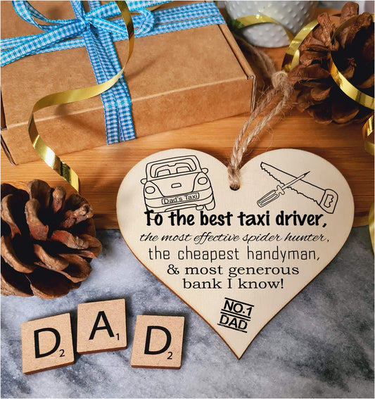 Handmade Wooden Hanging Heart Plaque Gift for Dad this Fathers Day Novelty Fun Keepsake