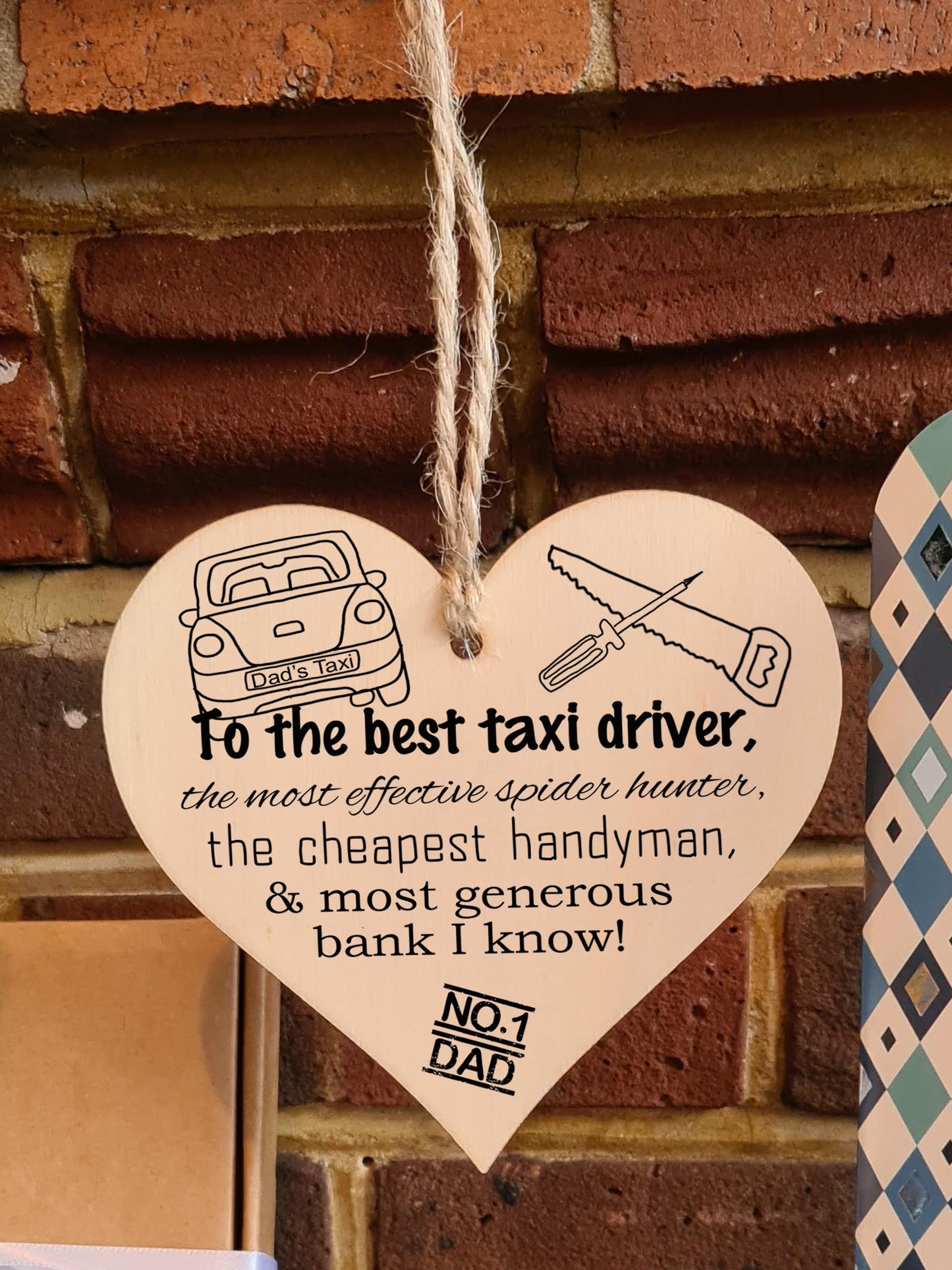 Handmade Wooden Hanging Heart Plaque Gift for Dad this Fathers Day Novelty Fun Keepsake