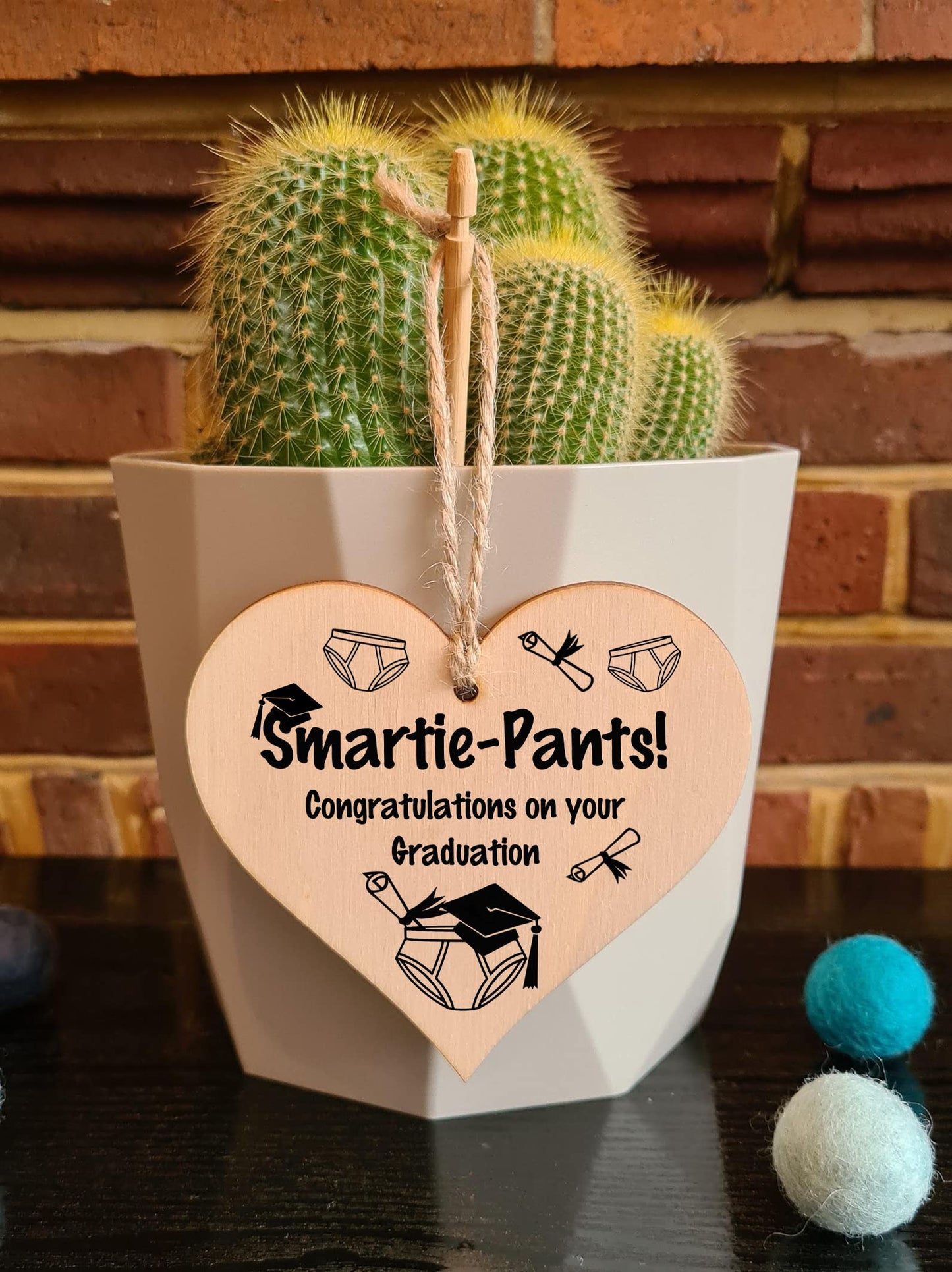 Handmade Wooden Hanging Heart Plaque Gift Well Done on Graduation Congratulations Keepsake