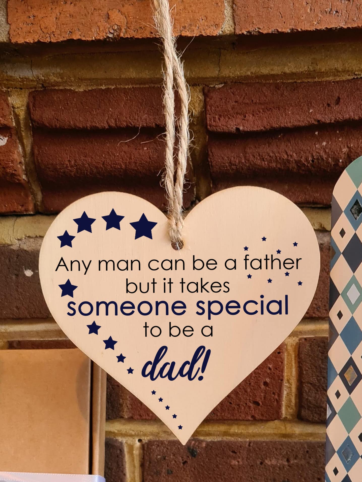 Handmade Wooden Hanging Heart Plaque Gift for Dad this Fathers Day Thoughtful Keepsake