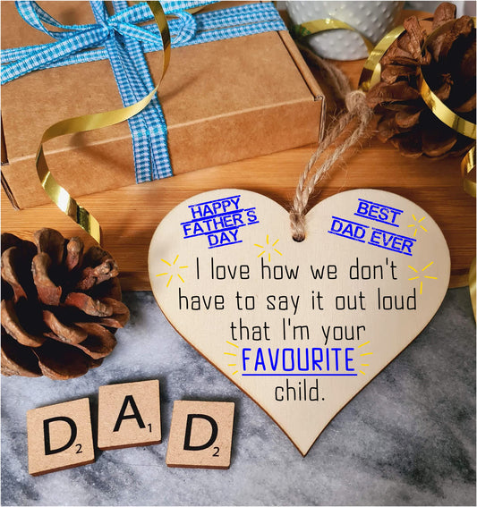 Handmade Wooden Hanging Heart Plaque Gift for Dad this Fathers Day Novelty Fun Keepsake