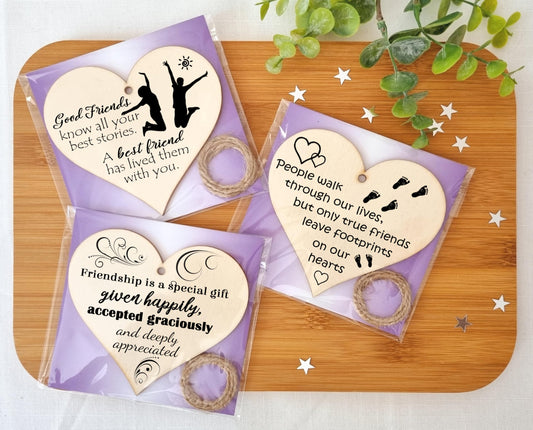 The Plum Penguin Treasured Friendships Displayed in Elegant Heart Plaques