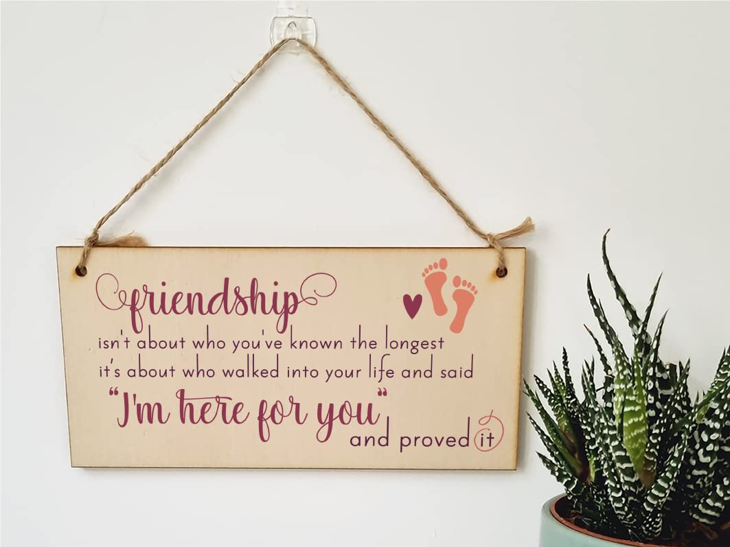 The Plum Penguin Handmade Wooden Hanging Wall Plaque Friendship Isn't Who You've Known Longest Proved It Sentimental Gift Sign