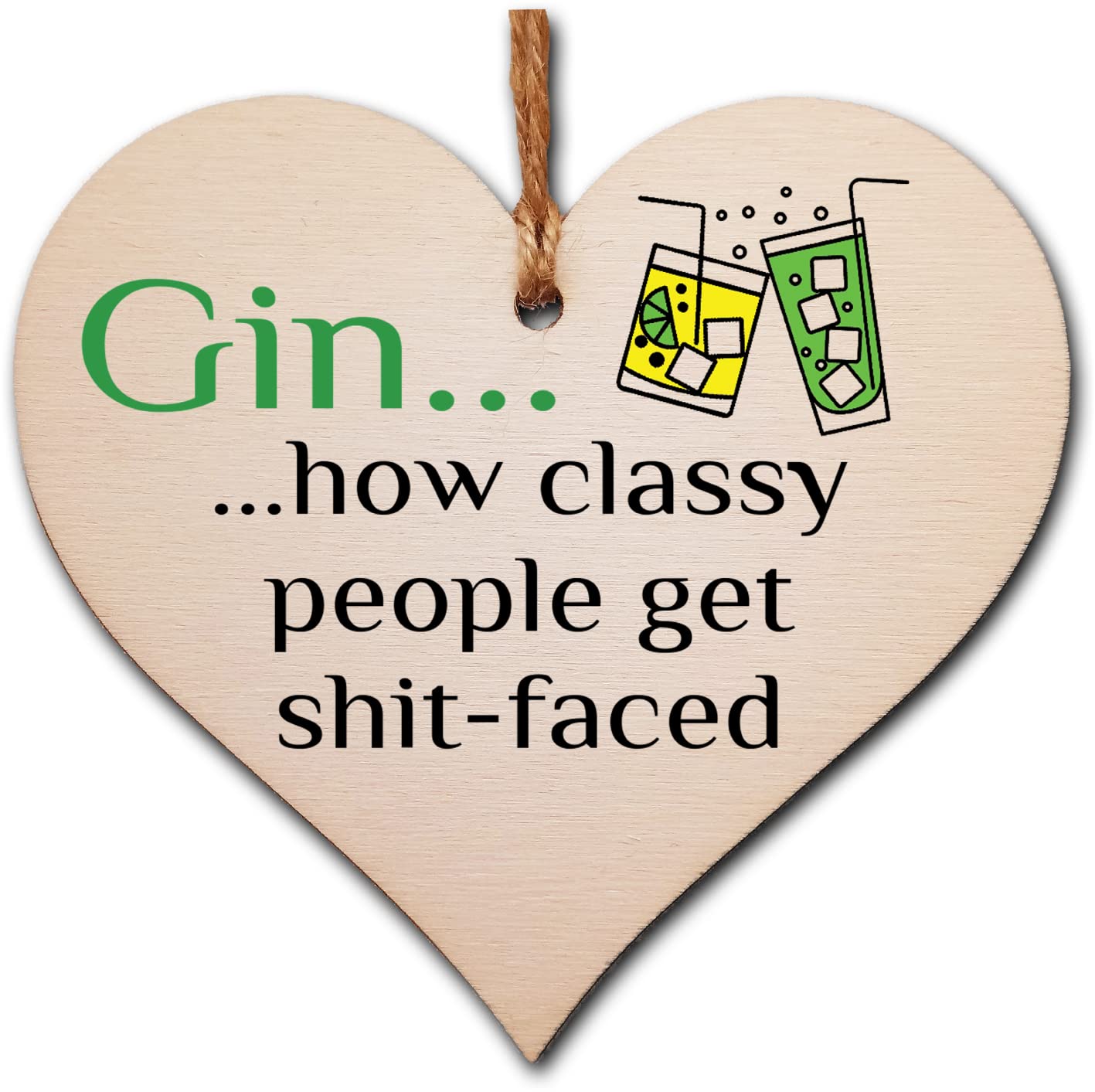 Handmade Wooden Hanging Heart Plaque Gift Perfect for Gin Lovers Novelty Funny Keepsake