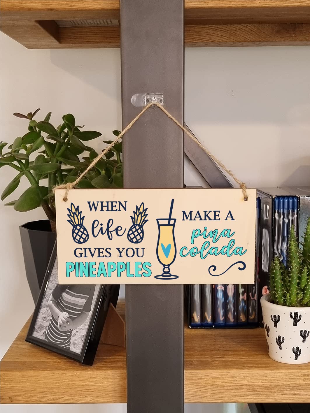 The Plum Penguin Handmade Wooden Hanging Wall Plaque When Life Gives You Pineapples Pina Colada Funny Novelty Sign Home Bar
