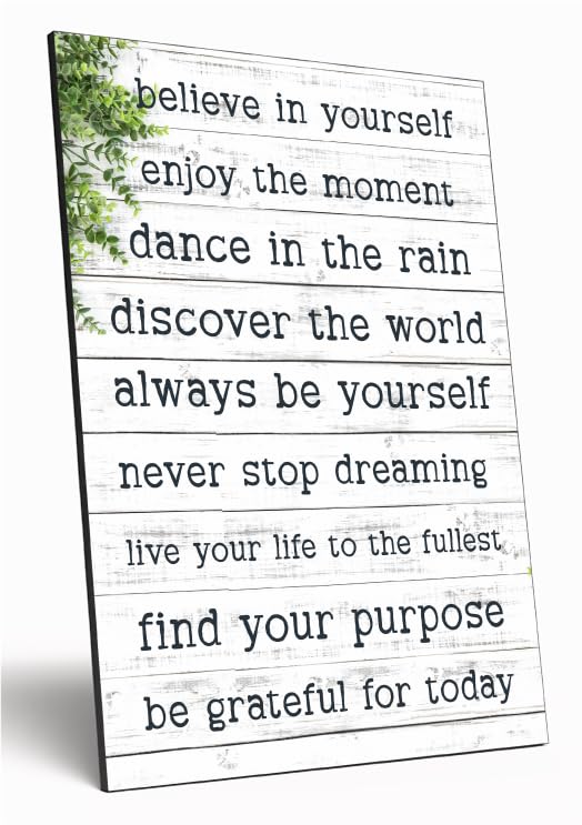 Motivational Wall Art Sign Plaque Inspire Every Day Vibrant Print Daily Affirmation A4 Wooden Home Décor Uplifting Decoration