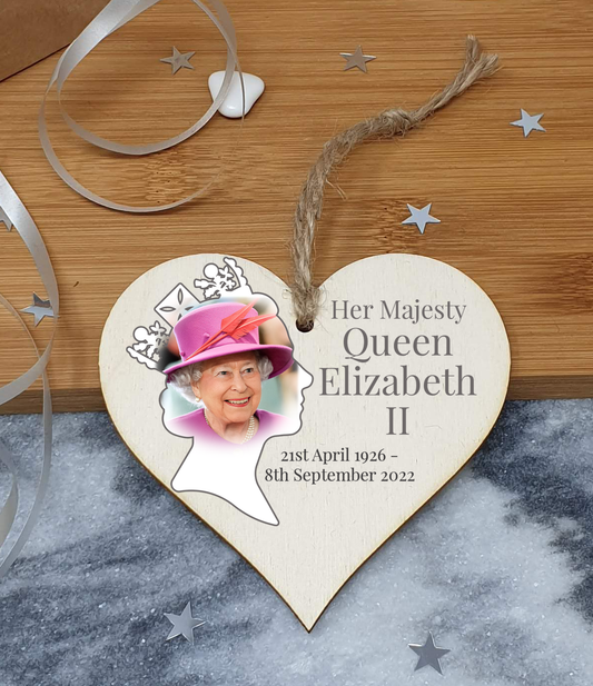 Queen Elizabeth II 1926-2022 Memorial Keepsake in Remembrance Her Majesty RIP Profile Handmade Wooden Hanging Wall Plaque