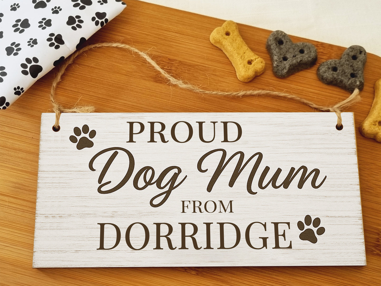 Dog Lover's Hanging Wooden Sign – Handmade Rustic Decor for Dorridge Homes