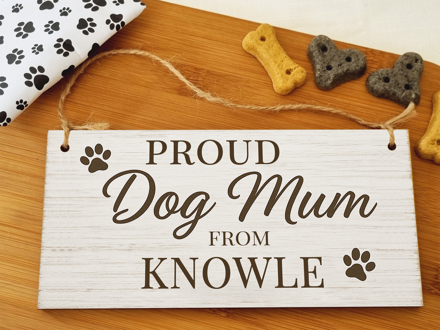 Dog Lover's Hanging Wooden Sign – Handmade Rustic Decor for Knowle Homes