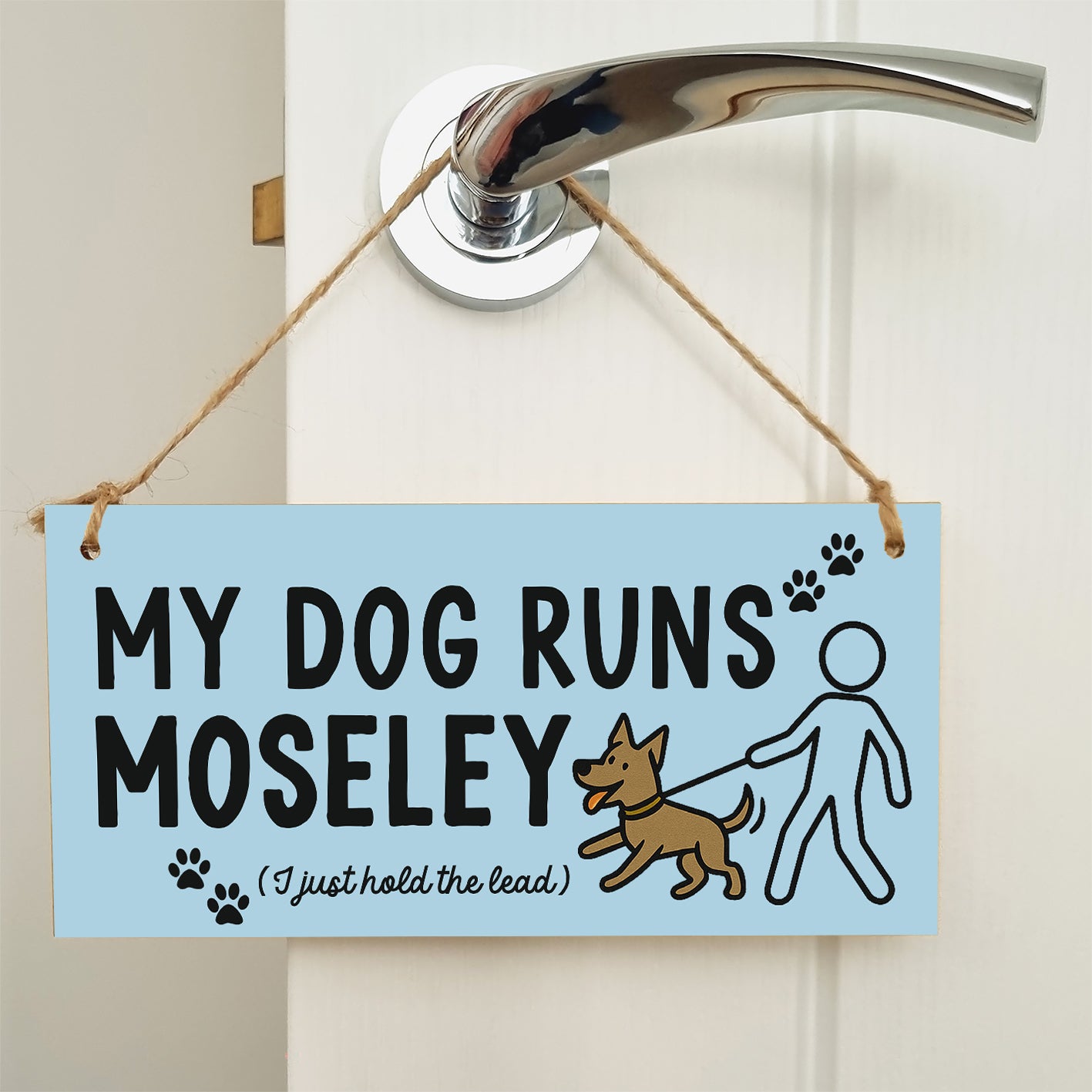 Dog Lover's Hanging Wooden Sign – Handmade Rustic Decor for Moseley Homes