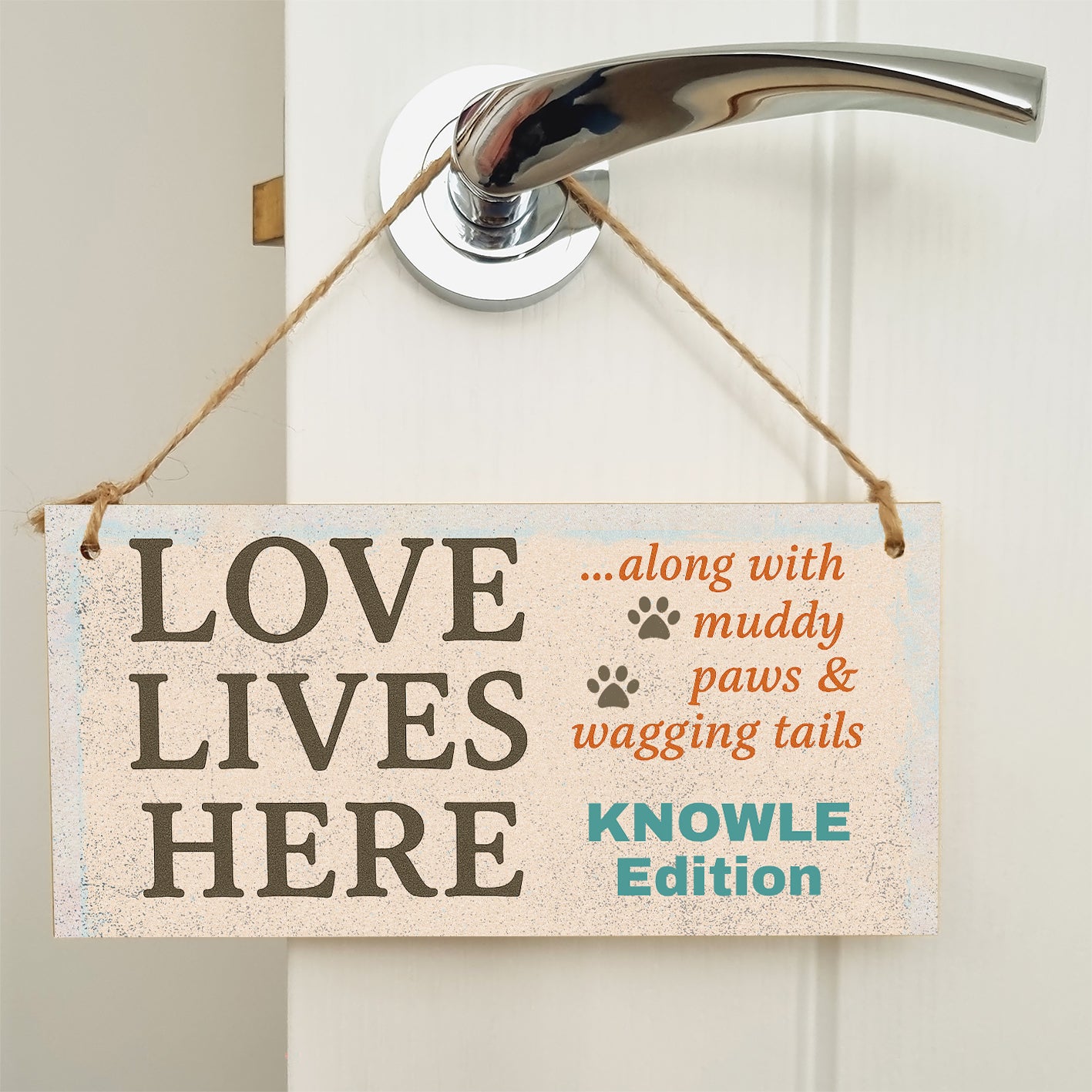Dog Lover's Hanging Wooden Sign – Handmade Rustic Decor for Knowle Homes