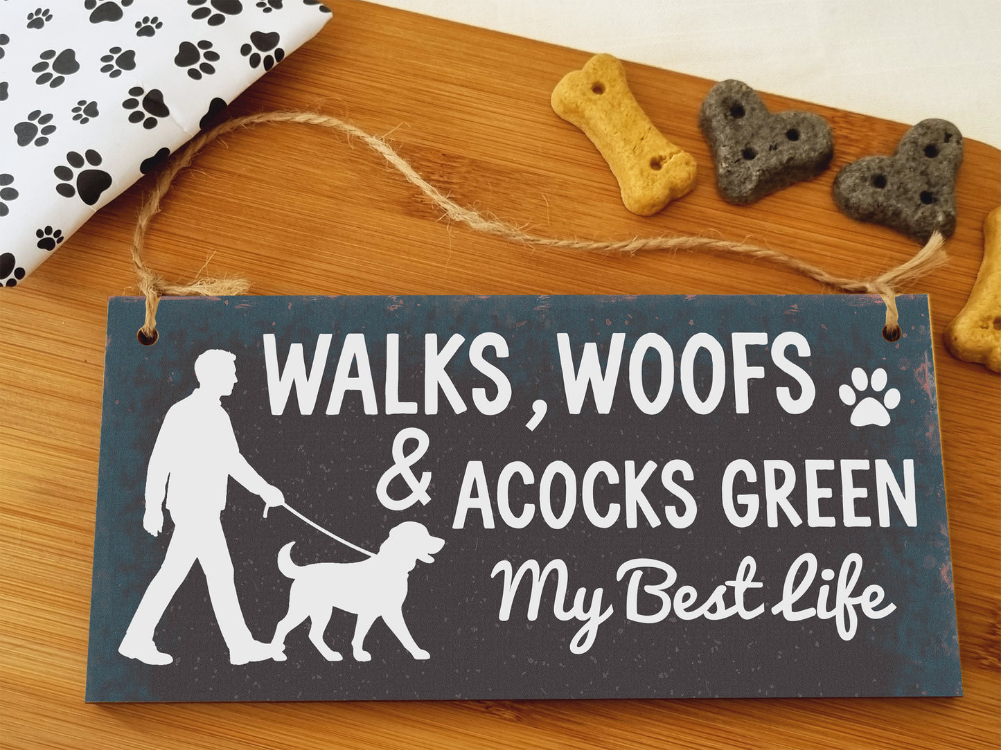 Dog Lover's Hanging Wooden Sign – Handmade Rustic Decor for Acocks Green Homes