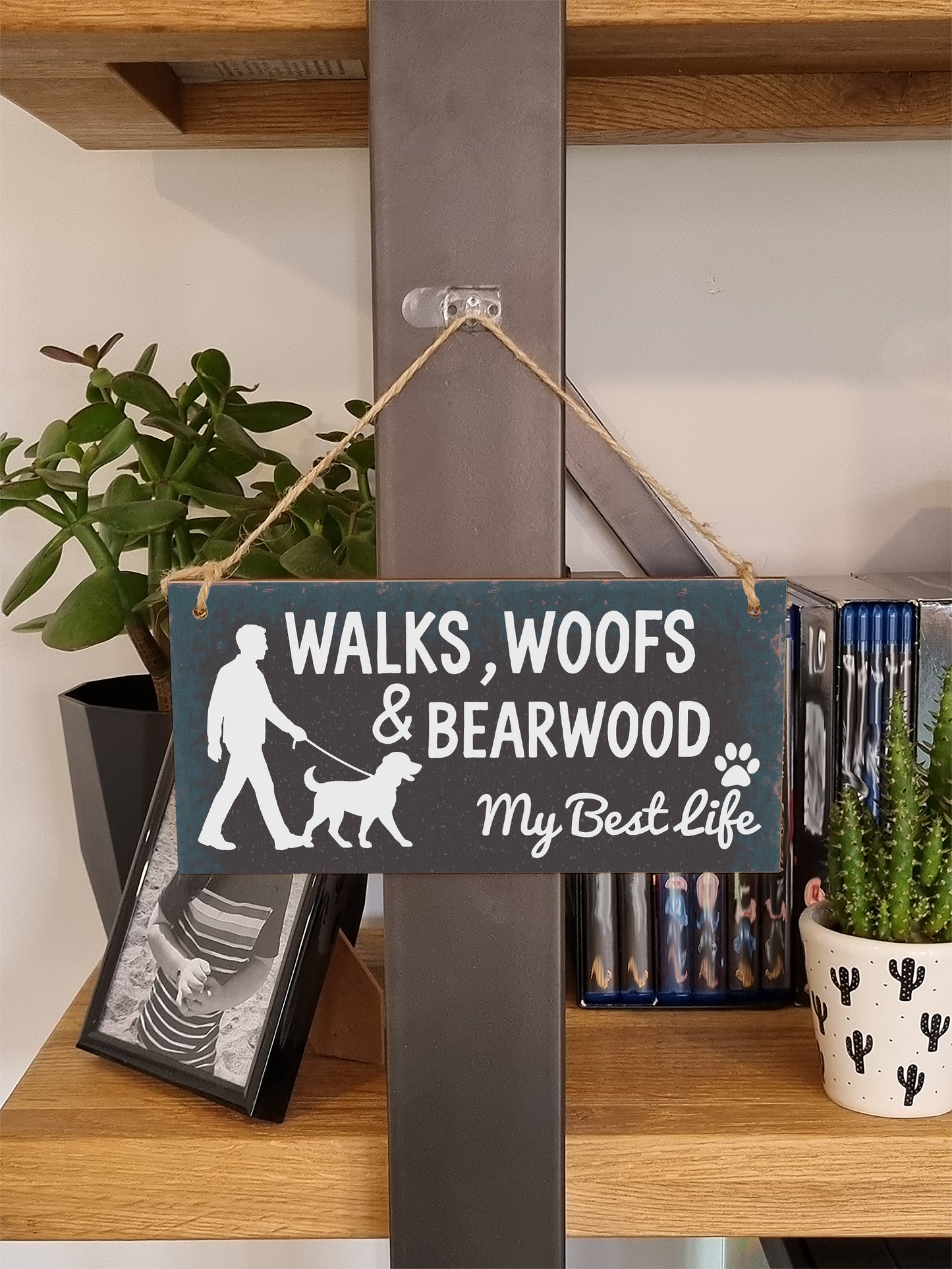 Dog Lover's Hanging Wooden Sign – Handmade Rustic Decor for Bearwood Homes