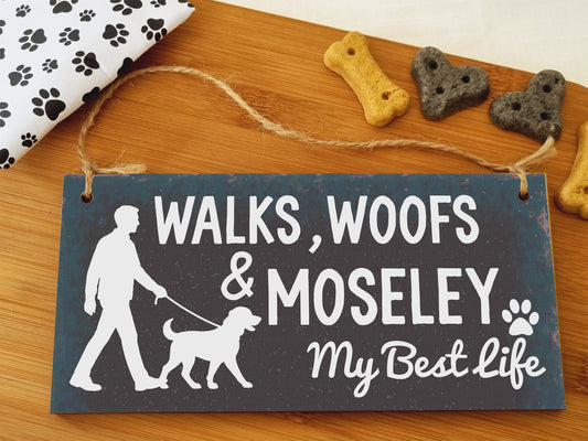 Dog Lover's Hanging Wooden Sign – Handmade Rustic Decor for Moseley Homes