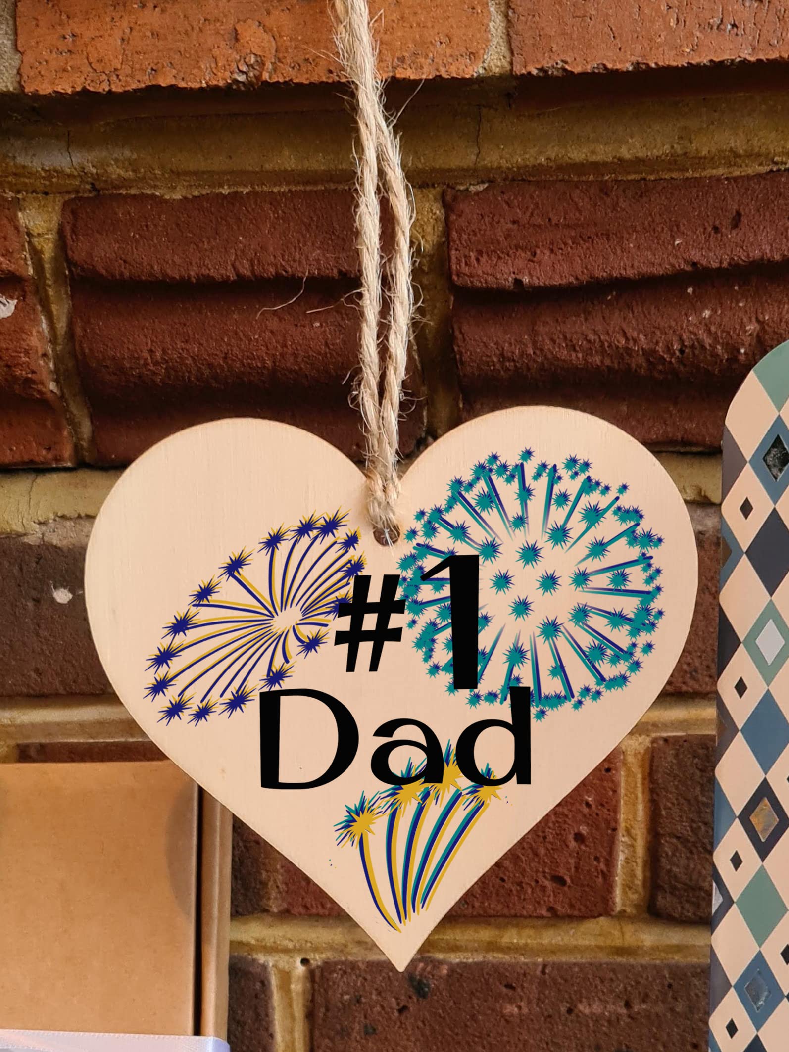 Handmade Wooden Hanging Heart Plaque Gift for Dad this Fathers Day Novelty Fun Thoughtful Keepsake