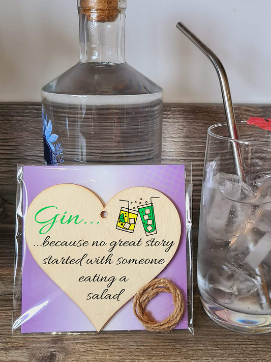 Handmade Wooden Hanging Heart Plaque Gift Perfect for Gin Lovers Novelty Funny Keepsake