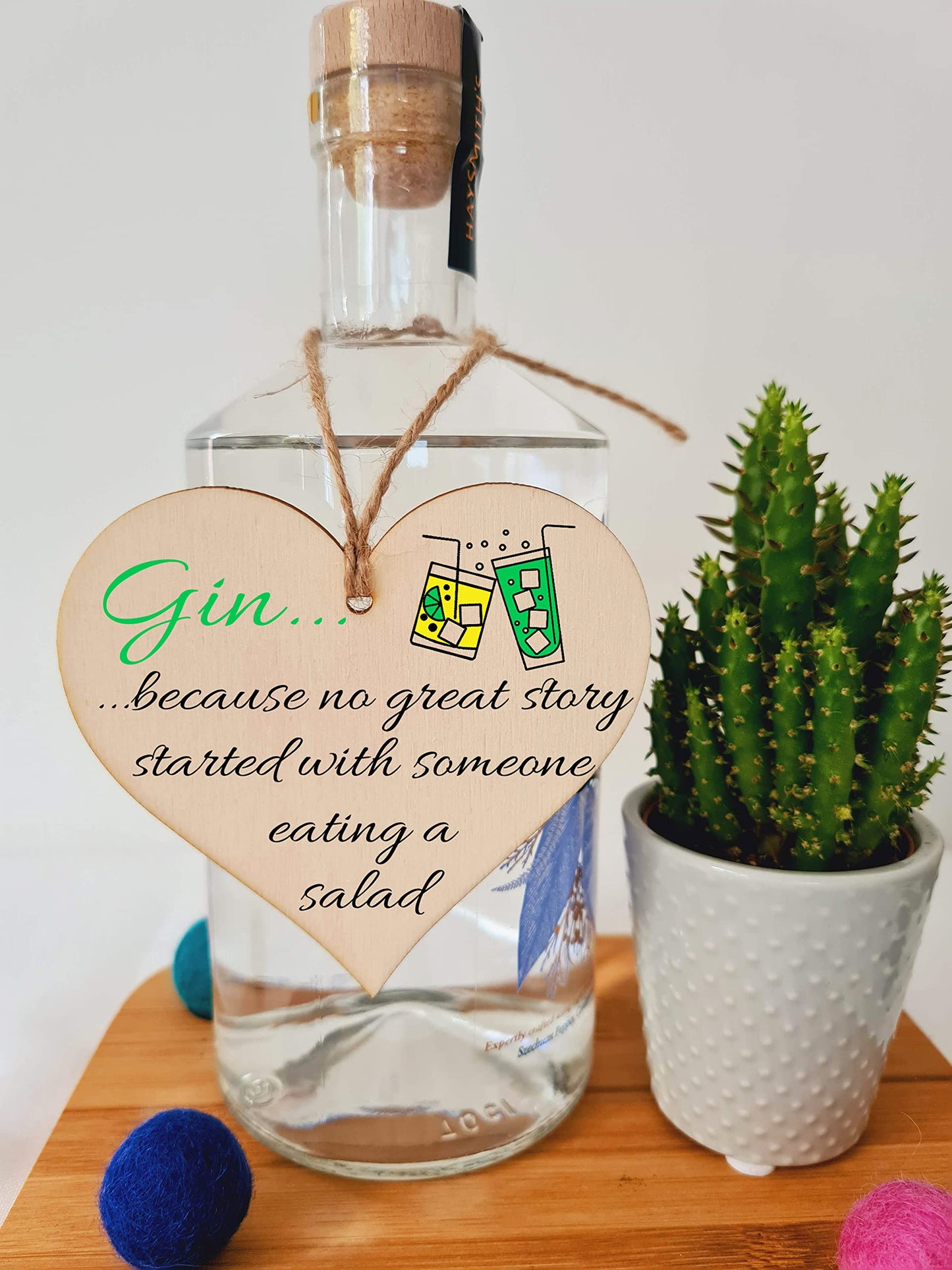 Handmade Wooden Hanging Heart Plaque Gift Perfect for Gin Lovers Novelty Funny Keepsake