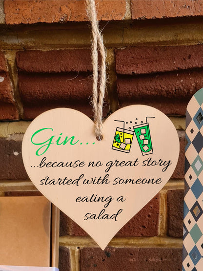 Handmade Wooden Hanging Heart Plaque Gift Perfect for Gin Lovers Novelty Funny Keepsake