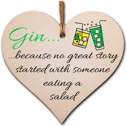 Handmade Wooden Hanging Heart Plaque Gift Perfect for Gin Lovers Novelty Funny Keepsake
