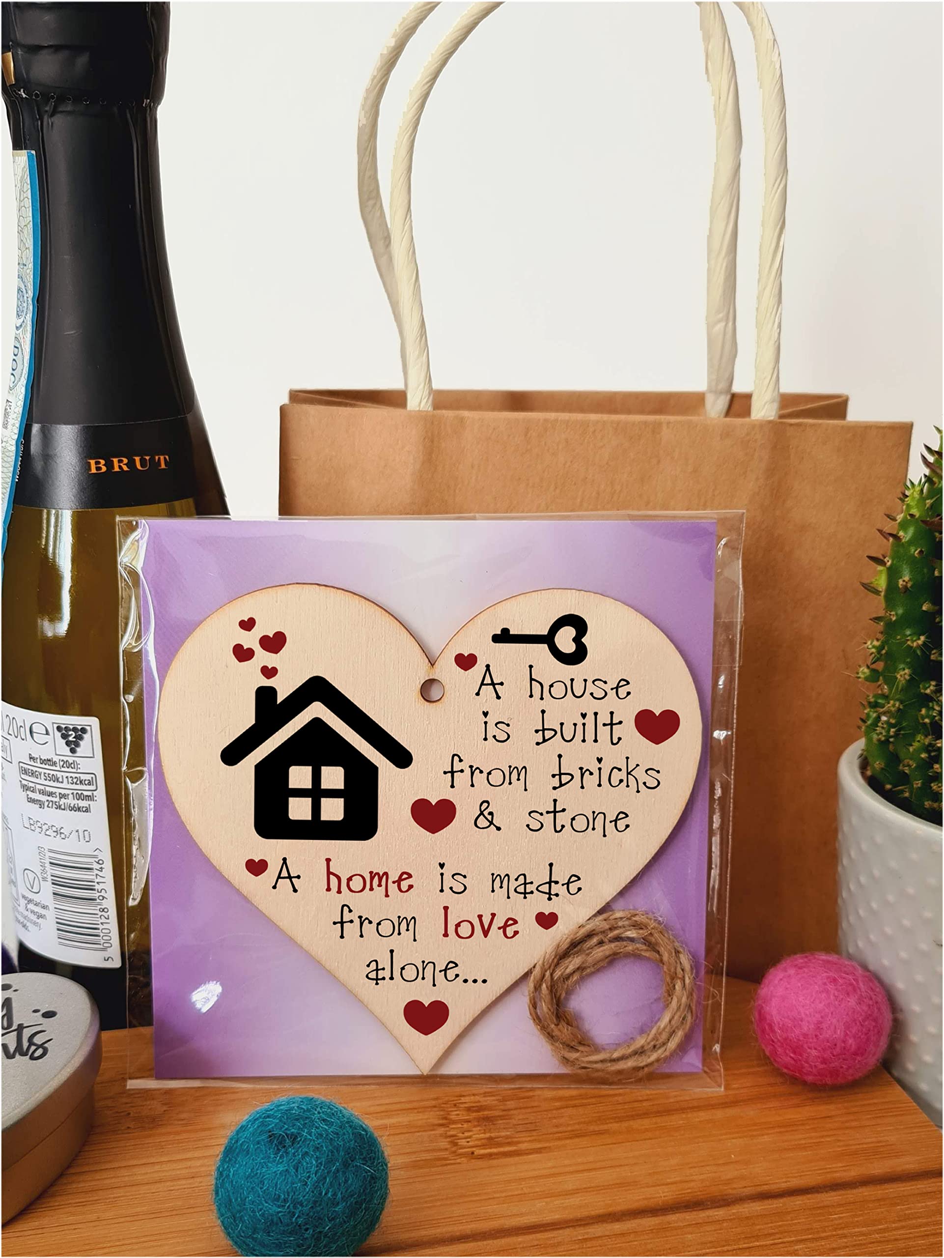 Handmade Wooden Hanging Heart Plaque Gift for New Home Perfect House Warming Present