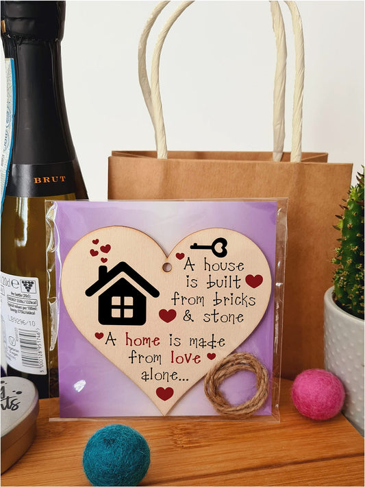 Handmade Wooden Hanging Heart Plaque Gift for New Home Perfect House Warming Present