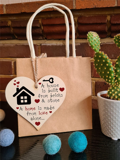 Handmade Wooden Hanging Heart Plaque Gift for New Home Perfect House Warming Present