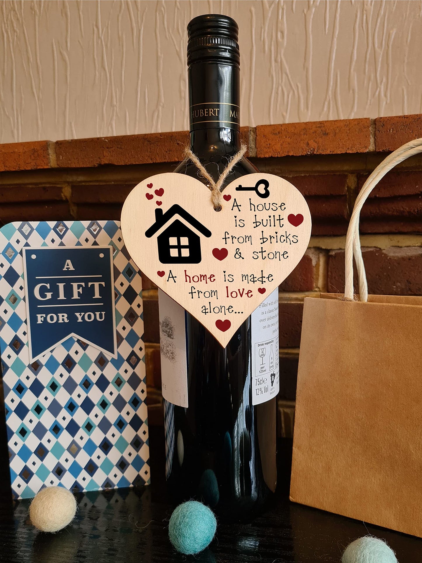 Handmade Wooden Hanging Heart Plaque Gift for New Home Perfect House Warming Present