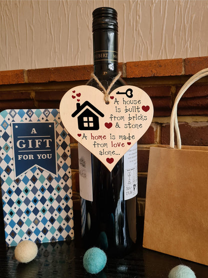 Handmade Wooden Hanging Heart Plaque Gift for New Home Perfect House Warming Present