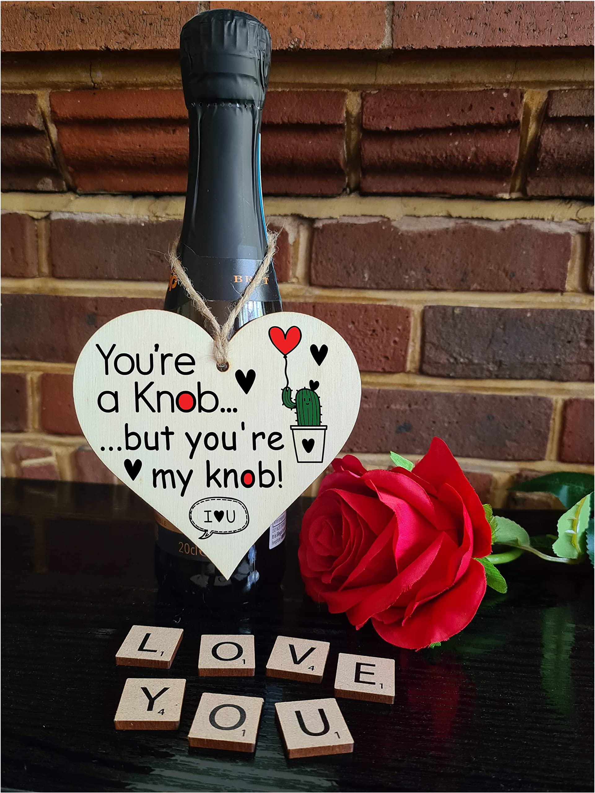 Handmade Wooden Hanging Heart Plaque Gift perfect for your Boyfriend or Girlfriend Funny Romantic Keepsake