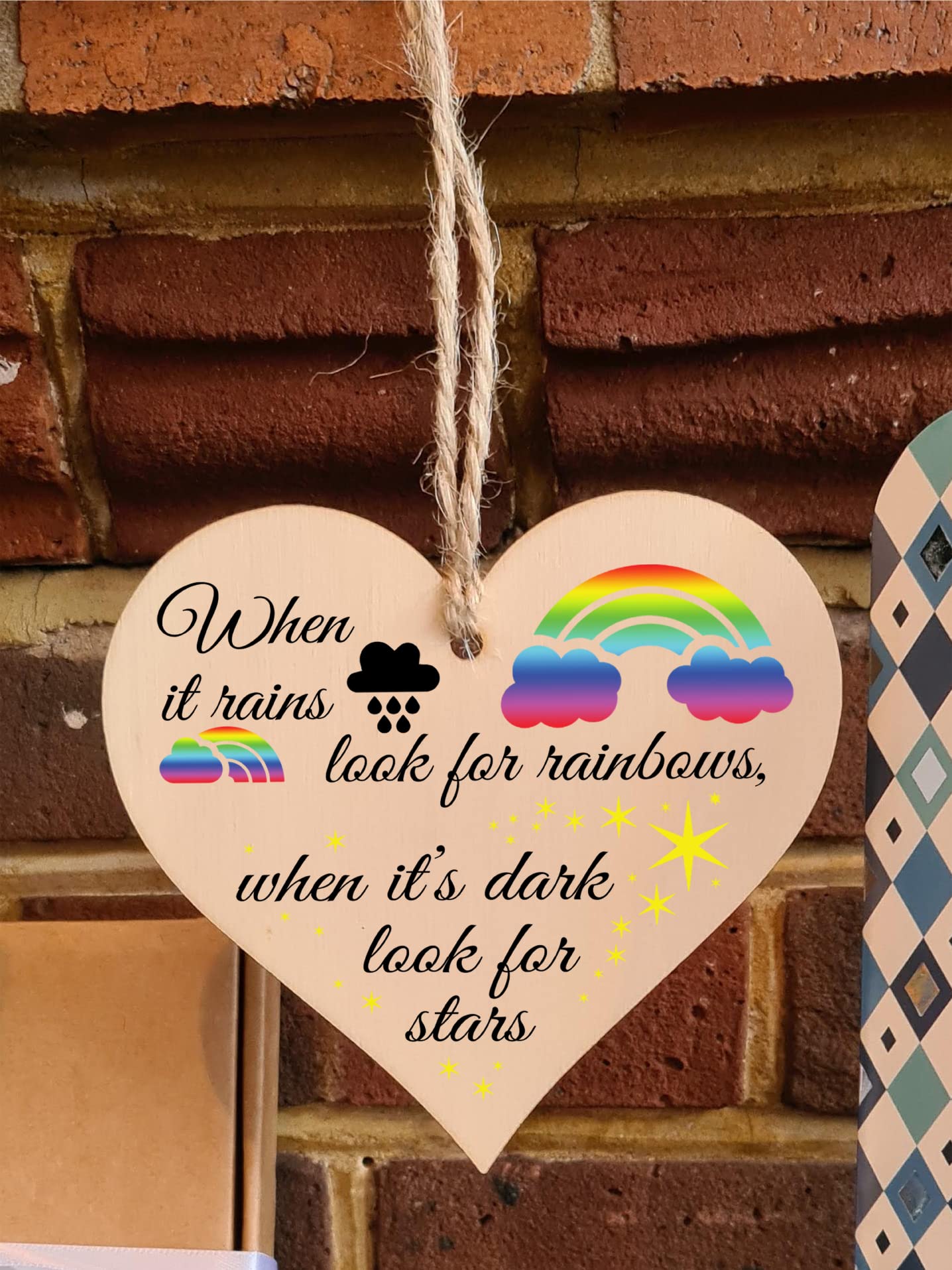 Handmade Wooden Hanging Heart Plaque Gift for Someone Special Inspirational Gift or Self Motivational Treat