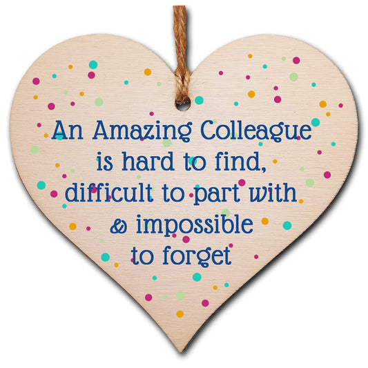 The Plum Penguin Handmade Wooden Hanging Heart Plaque Gift Amazing Colleague Leaving Retirement Present Work Friend Card Alternative