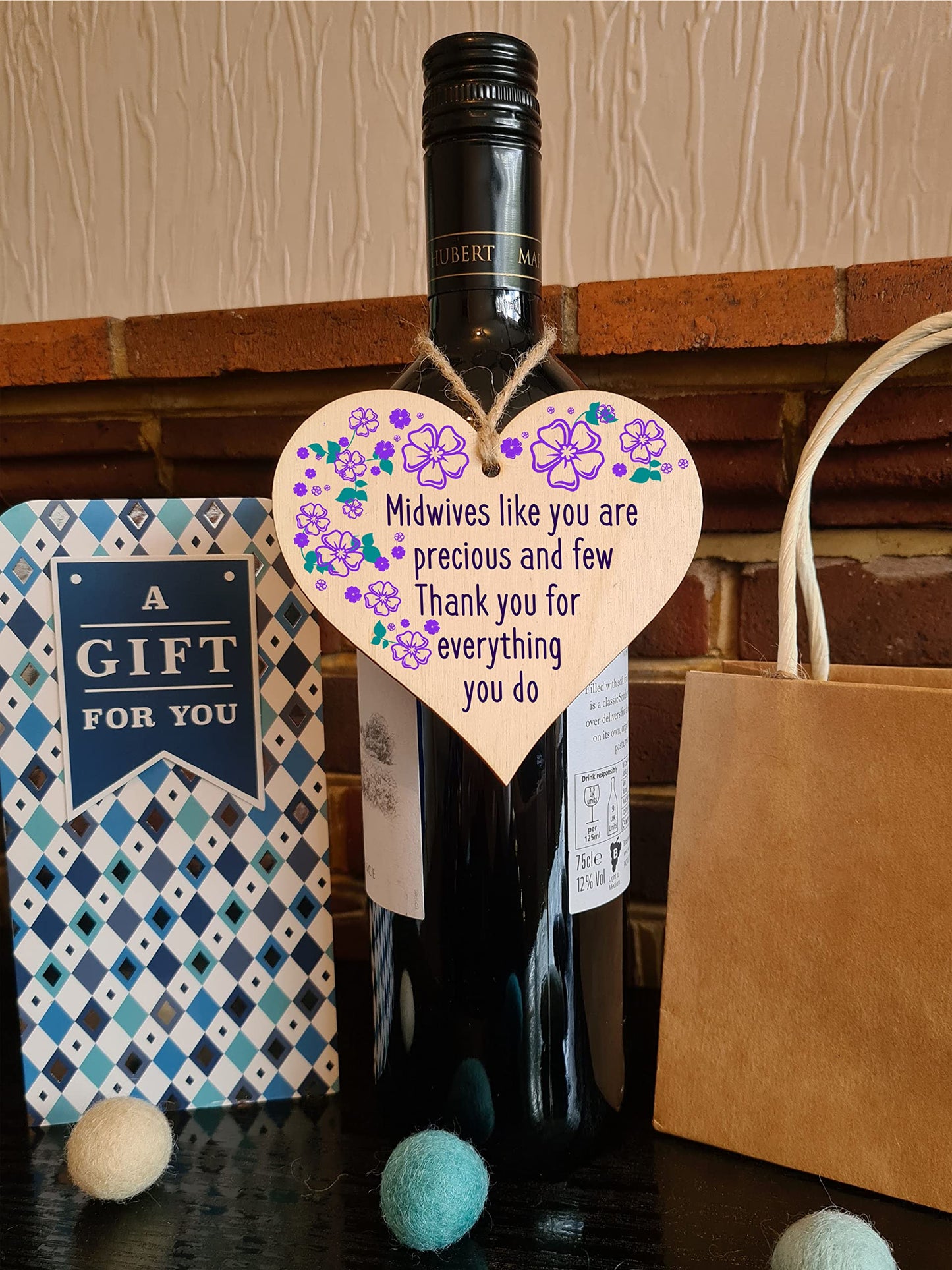 Handmade Wooden Hanging Heart Plaque Gift for a Great Midwife Loving Thoughtful Thank You Keepsake