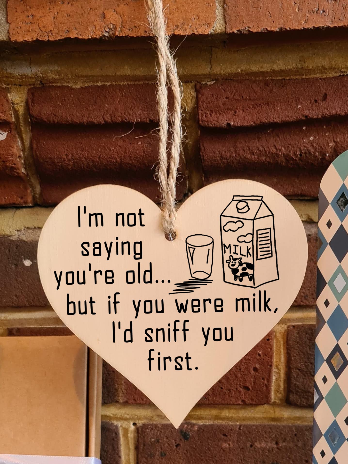 Handmade Wooden Hanging Heart Plaque Gift Novelty Funny Old Birthday Keepsake