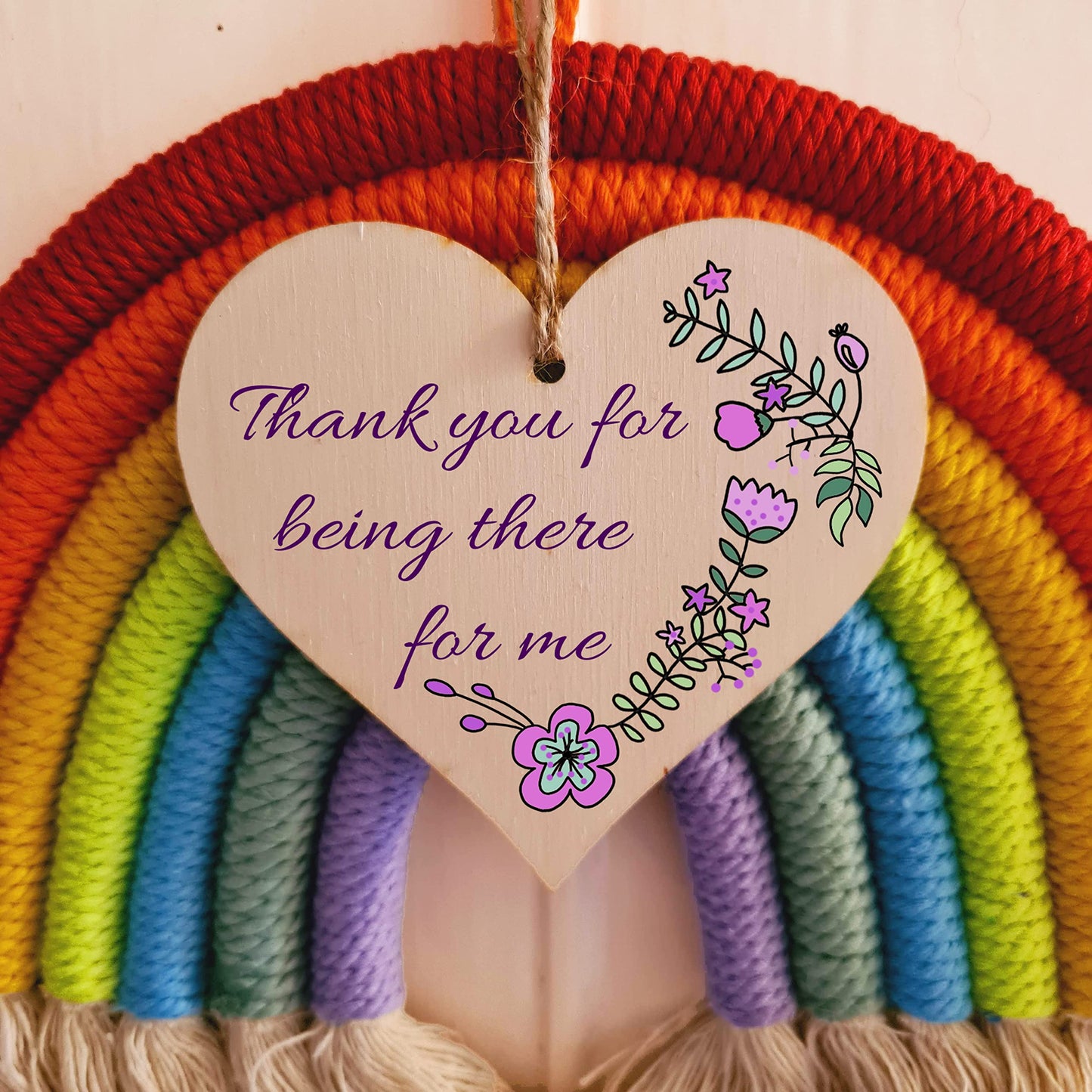 Handmade Wooden Hanging Heart Plaque Gift for Someone Special Thoughtful Thank you Keepsake Card Alternative