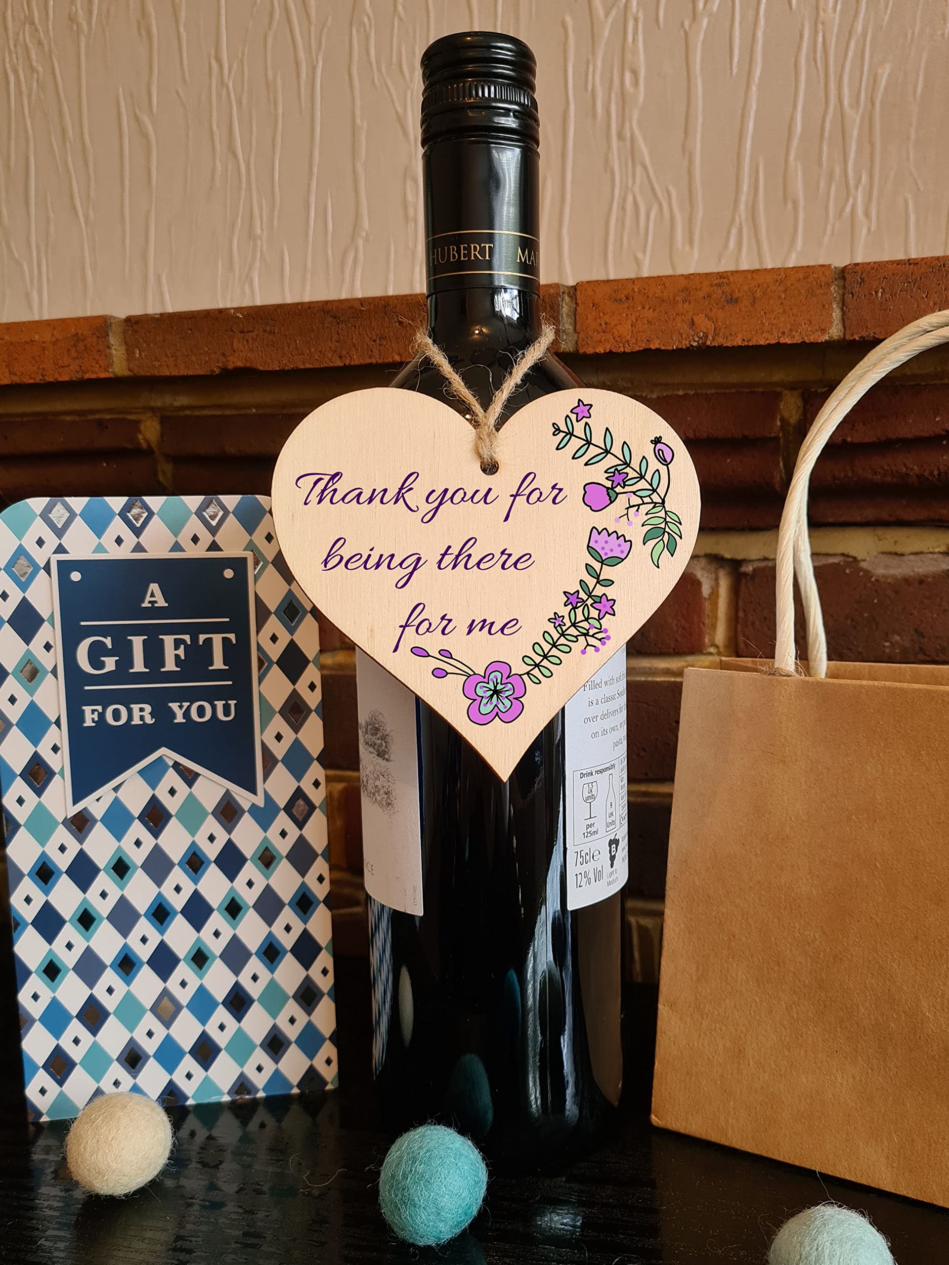 Handmade Wooden Hanging Heart Plaque Gift for Someone Special Thoughtful Thank you Keepsake Card Alternative