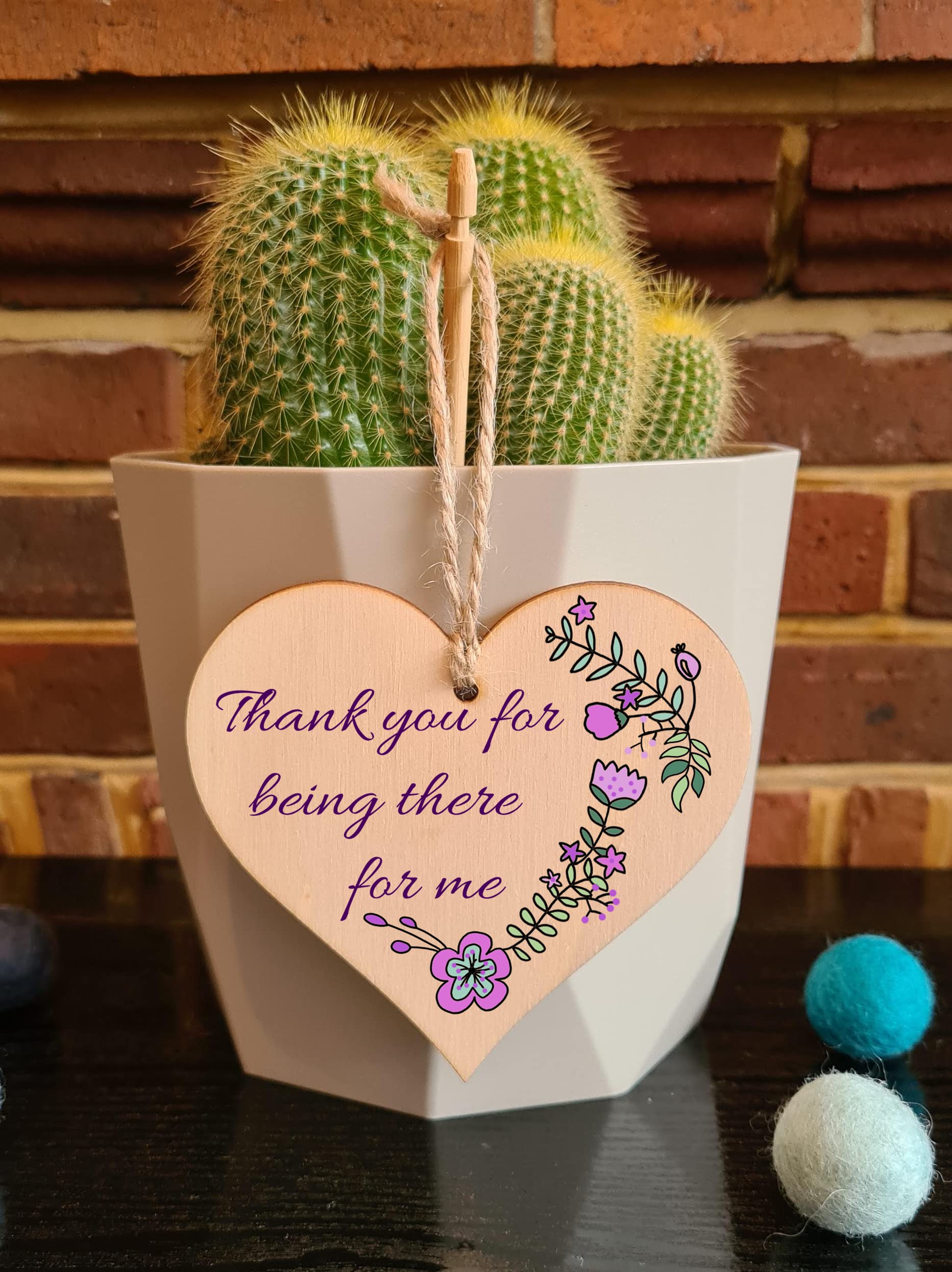 Handmade Wooden Hanging Heart Plaque Gift for Someone Special Thoughtful Thank you Keepsake Card Alternative