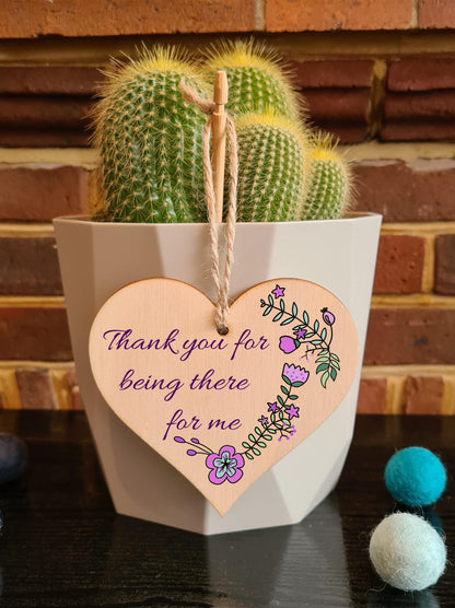 Handmade Wooden Hanging Heart Plaque Gift for Someone Special Thoughtful Thank you Keepsake Card Alternative