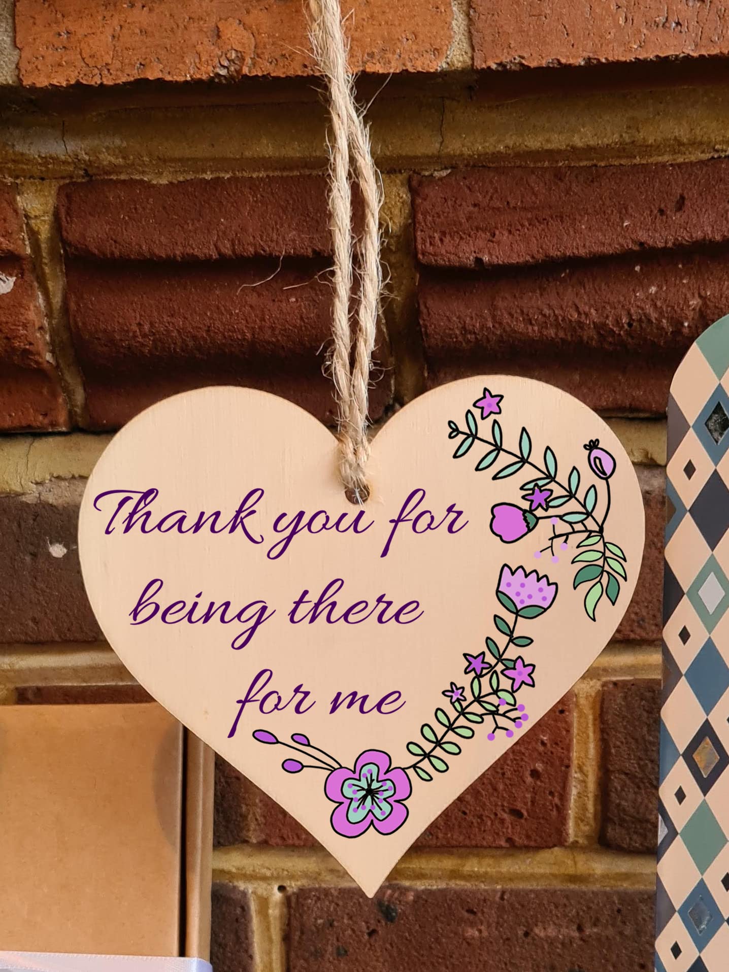 Handmade Wooden Hanging Heart Plaque Gift for Someone Special Thoughtful Thank you Keepsake Card Alternative