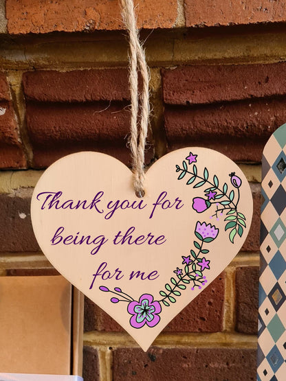 Handmade Wooden Hanging Heart Plaque Gift for Someone Special Thoughtful Thank you Keepsake Card Alternative