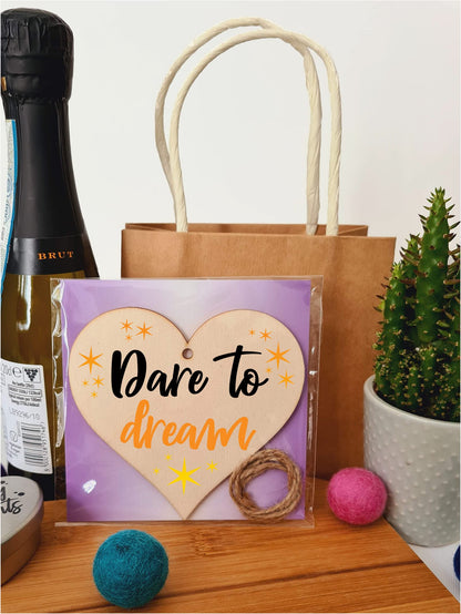 Handmade Wooden Hanging Heart Plaque Gift for Someone Special Inspirational Gift or Self Motivational Treat